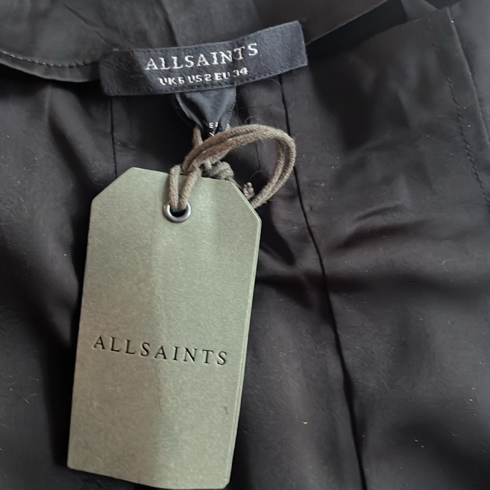 AllSaints CODY High Rise Wide Leg Trouser Pants in Black Size 2 - Picture 9 of 11